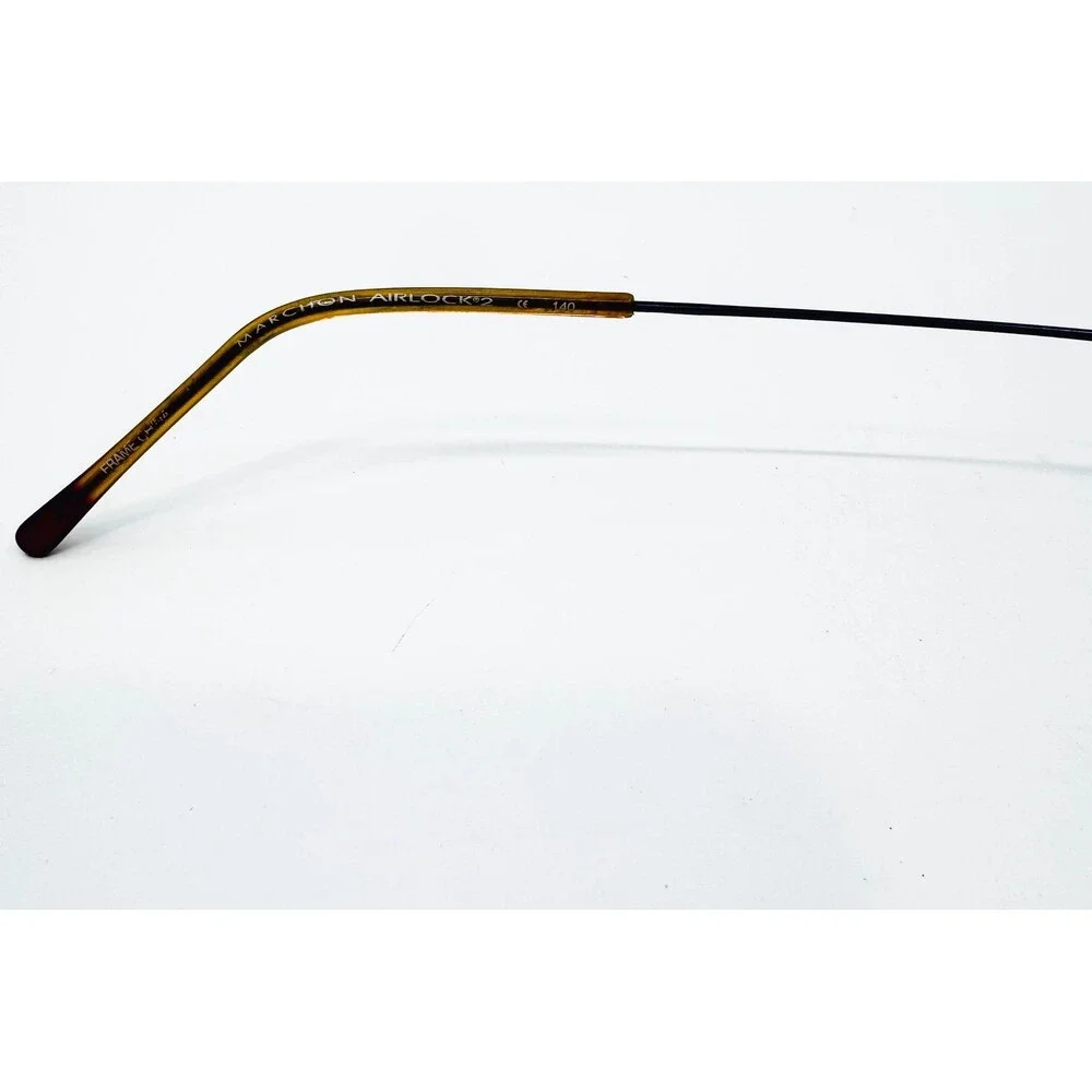 Marchon Airlock 2 Eyeglasses Mens Black Gold Rimless 760/3 24 50-21-140